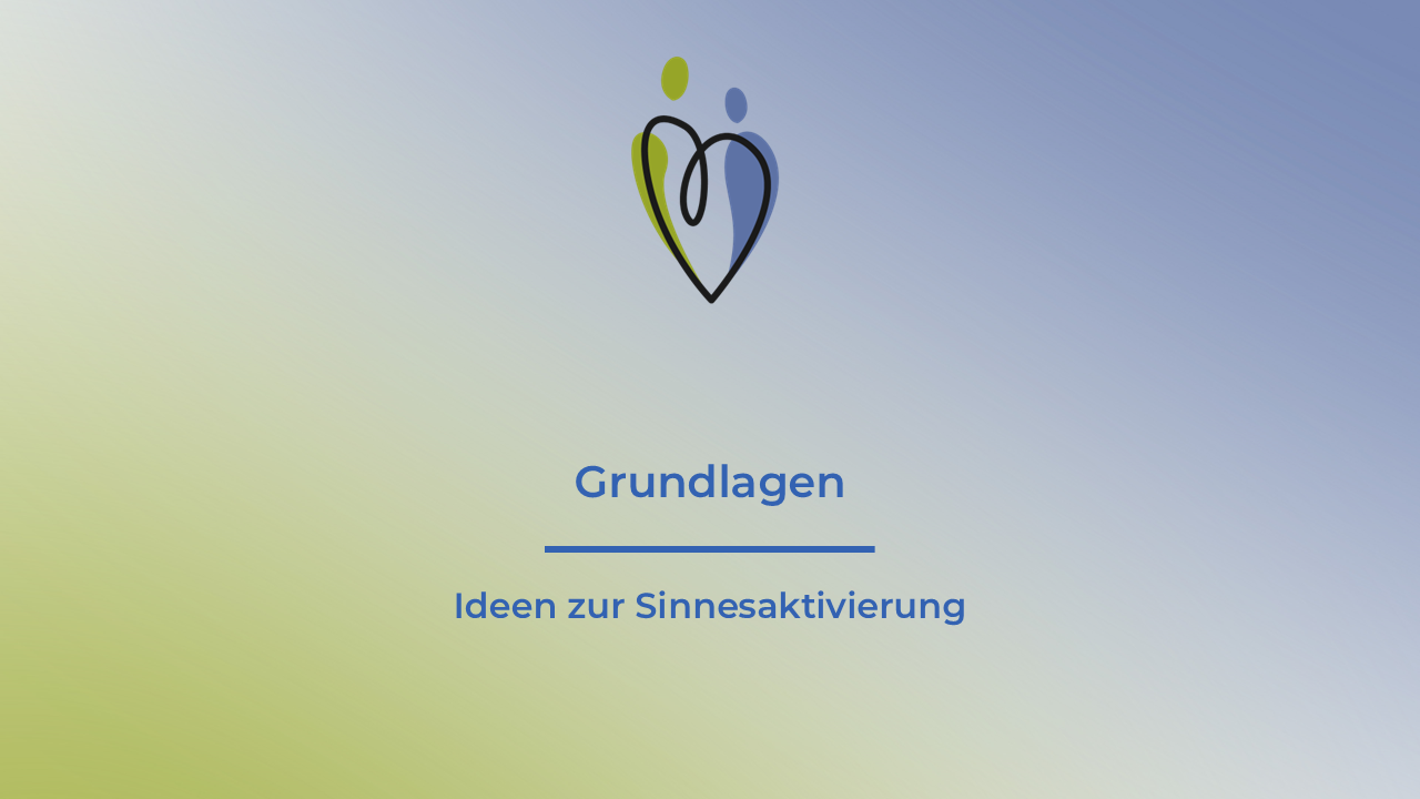 grünblauer Pflangl-Hintergrund mit Plangl-Logo und der Aufschrift: Grundlagen - Ideen zur Sinnesaktivierung